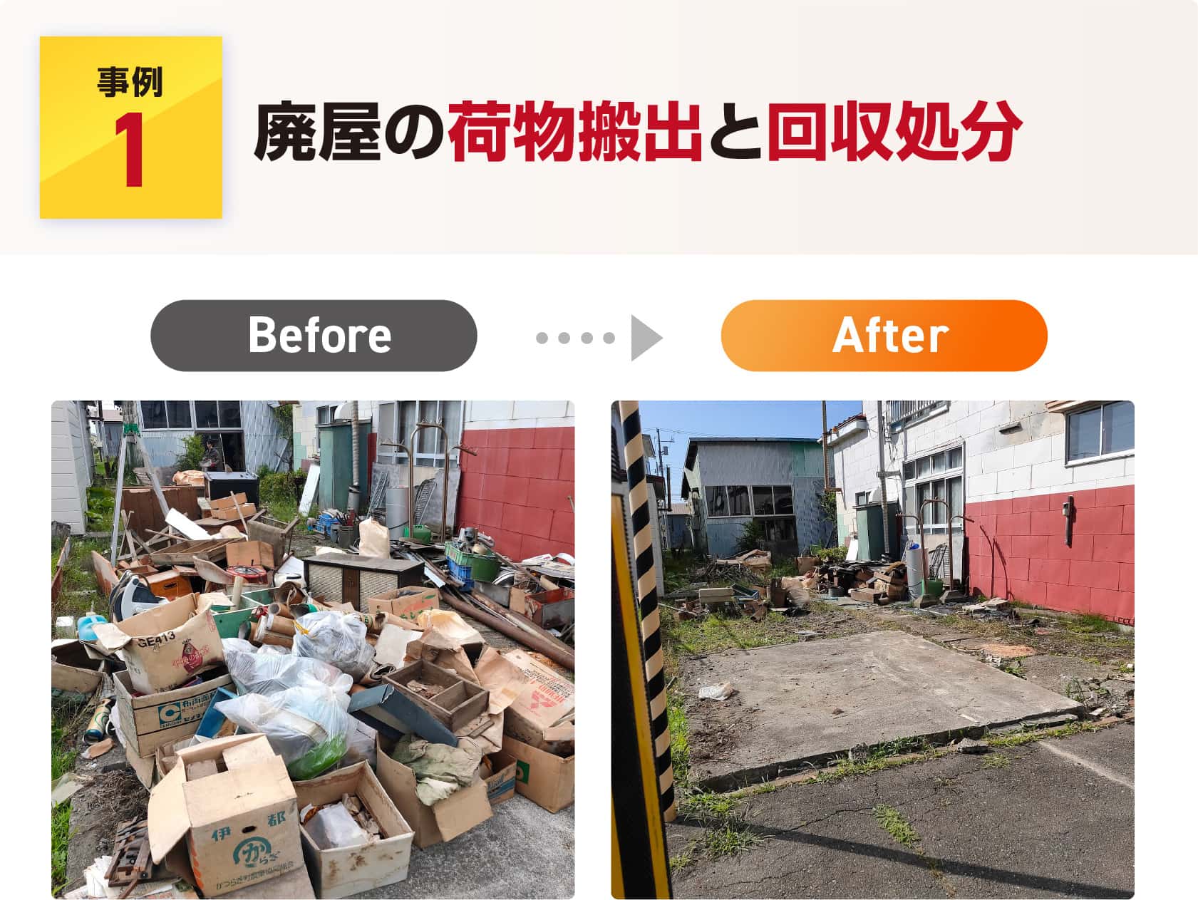 廃屋の荷物搬出と回収処分